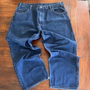 Men's CAT'S EYE Classic High Rise Straight Leg Dark Blue Denim Jeans 40x30